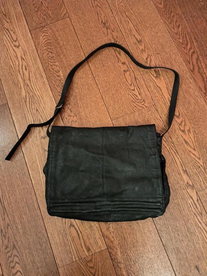 Weekendtas zwart leer, Sieraden, Tassen en Uiterlijk, Tassen | Reistassen en Weekendtassen, Zo goed als nieuw, Zwart, 40 tot 60 cm