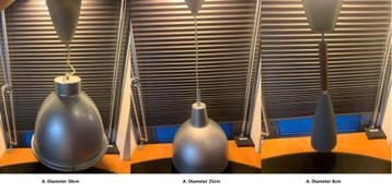 TK: diverse hanglampen industriele style diameter 30/25/8cm beschikbaar voor biedingen
