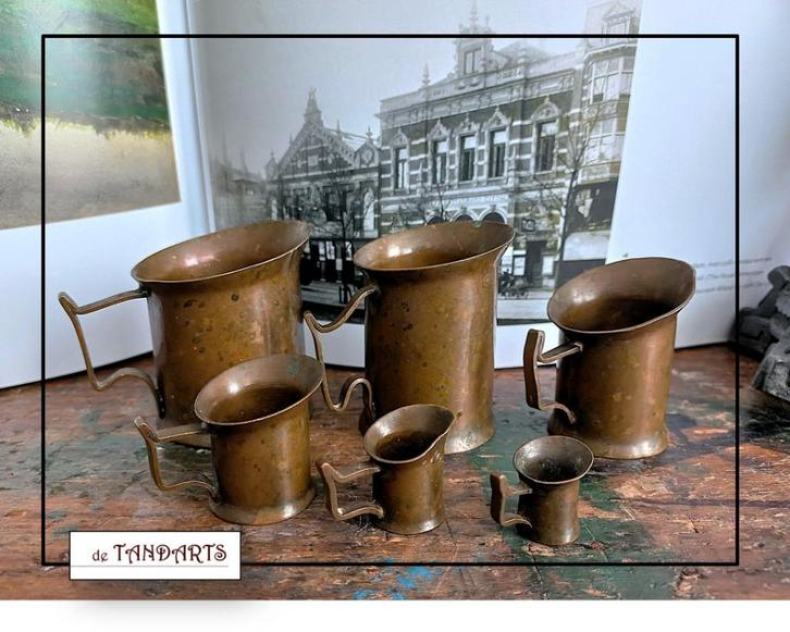 Maatbekertjes J.Kienstra Rotterdam - 1930 – 1950, Antiek en Kunst, Antiek | Tin, Ophalen of Verzenden