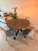 Grijze eettafel met 4 stoelen, Ophalen, Zo goed als nieuw, Rechthoekig, 50 tot 100 cm