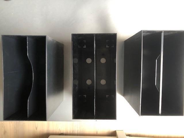 Drie Platenbakken voor 50 LP's, Cd's en Dvd's, Vinyl | Overige Vinyl, Zo goed als nieuw, Overige formaten, Ophalen