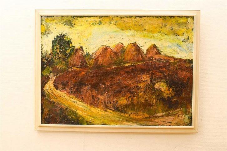 Schilderij Heide bij Gasteren 48483, Huis en Inrichting, Woonaccessoires | Schilderijen, Tekeningen en Foto's, Gebruikt, Schilderij