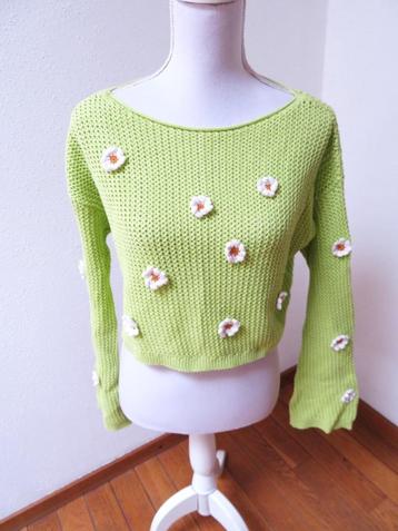 J43 FB SISTER nieuwe korte wijde trui groen S 36	 beschikbaar voor biedingen