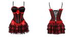 Zwart rode burlesque korset jurk victoriaanse middeleeuwse, Verzenden, Nieuw, Historisch, Kleding