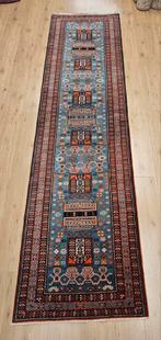 Vintage handgeknoopt oosters tapijt loper kazak 322x83