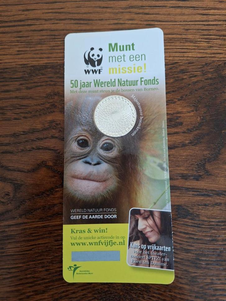 WWF Munt - 50 Jaar Wereld Natuur Fonds, Postzegels en Munten, Munten | Nederland, Losse munt, Overige waardes, Koningin Beatrix