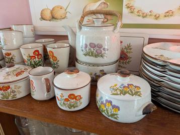 Vintage Wildflower Servies mokjes theepot fondueset borden beschikbaar voor biedingen