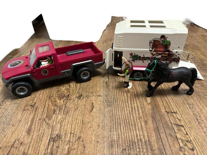 Schleich set 42346 pick-up met paardentrailer, Verzamelen, Speelgoed, Gebruikt, Ophalen of Verzenden