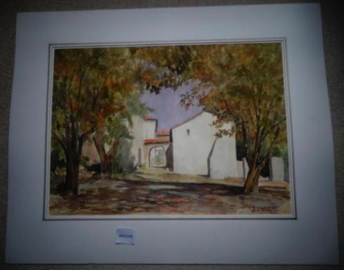 AQUAREL * DORPJE IN DE PROVENCE * Gesigneerd *, Antiek en Kunst, Kunst | Schilderijen | Klassiek, Ophalen of Verzenden