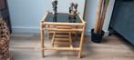 Vintage bijzettafels tafel bamboe rookglas bruin  jaren 70, Huis en Inrichting, Tafels | Bijzettafels, 45 tot 60 cm, Minder dan 55 cm