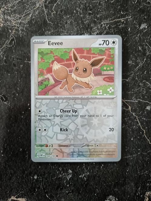 Eevee #166 Reverse Holo - Obsidian Flames, Hobby en Vrije tijd, Verzamelkaartspellen | Pokémon, Zo goed als nieuw, Ophalen of Verzenden