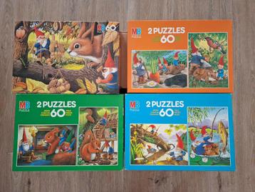 4 puzzels van David de Kabouter van 60 stukjes van MB beschikbaar voor biedingen