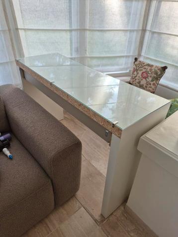 Malm kaptafel ikea wit zo goed als nieuw met glasplaat - afbeelding 3