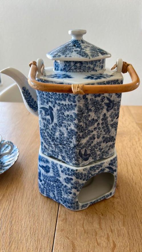 Prachtige Japanse theepot met waxinelichthouder en theekopje, Antiek en Kunst, Antiek | Servies los, Ophalen of Verzenden