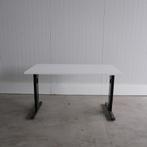 Inbus instelbaar bureau, 140x80cm, Zwart onderstel, wit,BR66, Ophalen of Verzenden, In hoogte verstelbaar, Gebruikt, Bureau