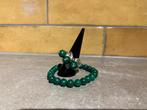 Zilveren ring met armband Malachiet, Sieraden, Tassen en Uiterlijk, Antieke sieraden, Ophalen of Verzenden, Zilver, Armband