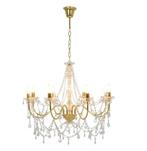 AANBIEDING | Kroonluchter met kralen 8 armen goud! GRATIS BE, Verzenden, Nieuw, Metaal, Minder dan 50 cm