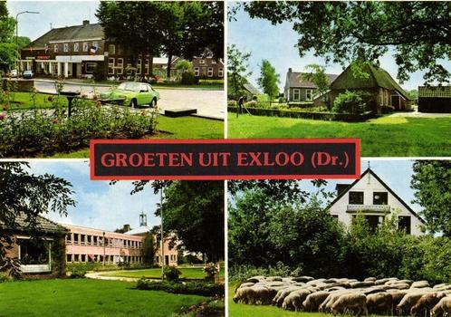 Groeten uit Exloo [Dr.] - 4 afb - ongelopen, Verzamelen, Ansichtkaarten | Nederland, Ongelopen, Overijssel, Ophalen of Verzenden