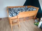 Steigerhouten Kajuitbed met Opbergruimte, Ophalen, 85 tot 100 cm, Gebruikt, Lattenbodem