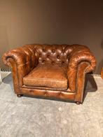 Stoere Vintage Chesterfield Clubfauteuil merk Ralph Lauren, Huis en Inrichting, Gebruikt, Ralp Lauren, Stoer Industrieel, 100 tot 125 cm
