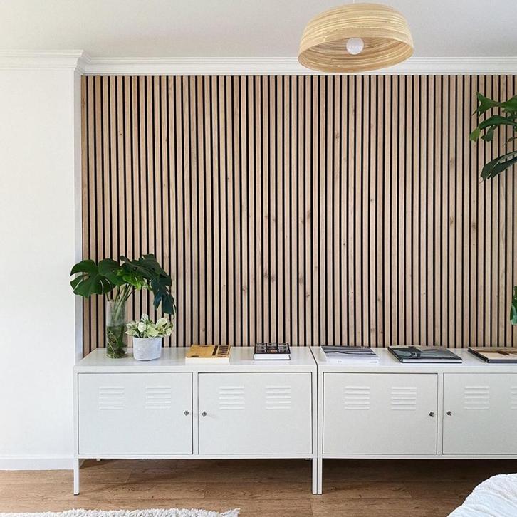 Eiken lattenwand panelen - OP MAAT, Doe-het-zelf en Verbouw, Hout en Planken, Nieuw, Plank, Eiken, 200 tot 250 cm, 25 tot 50 mm