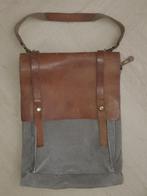 Stoere school/laptoptas met leer & canvas, Ophalen of Verzenden, Gebruikt, Leer