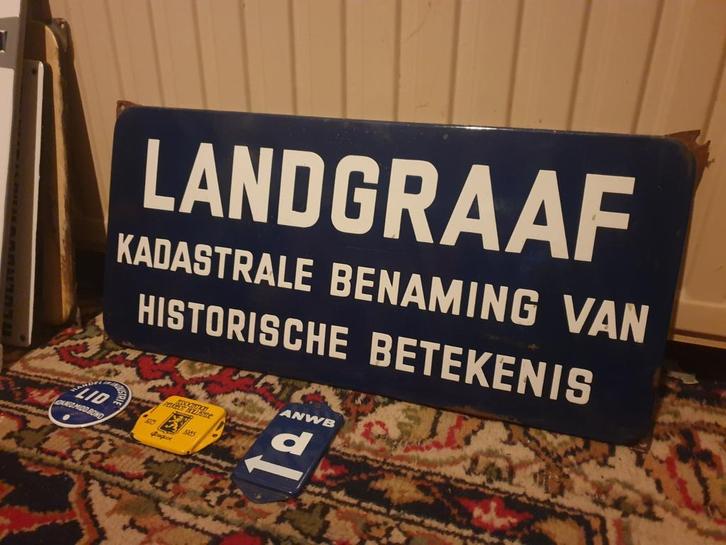 Emaille bord LANDGRAAF - Limburg 56x26cm, Verzamelen, Merken en Reclamevoorwerpen, Zo goed als nieuw, Reclamebord, Ophalen of Verzenden