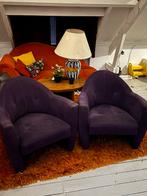 2x Leolux Carabas Fauteuil Paars Alcantara, Ophalen, Stof, 75 tot 100 cm, Zo goed als nieuw