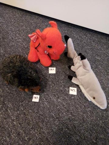 3 pluche/ knuffel dieren per stuk  beschikbaar voor biedingen