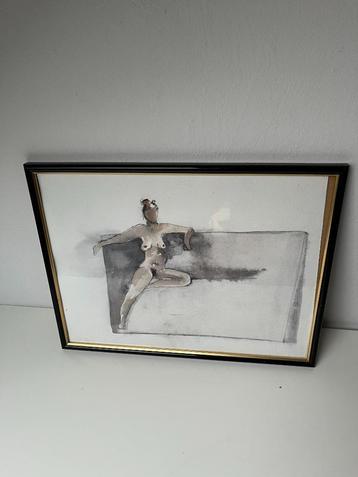 Aquarel naakte dame 41 bij 31 cm in lijst beschikbaar voor biedingen
