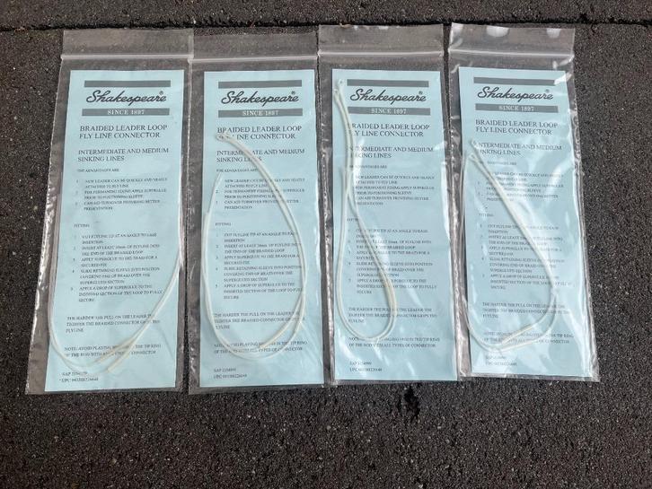 adv 100 / NIEUW set 4 pakjes leader loops SHAKESPEARE, Watersport en Boten, Hengelsport | Vliegvissen, Nieuw, Overige typen, Ophalen of Verzenden