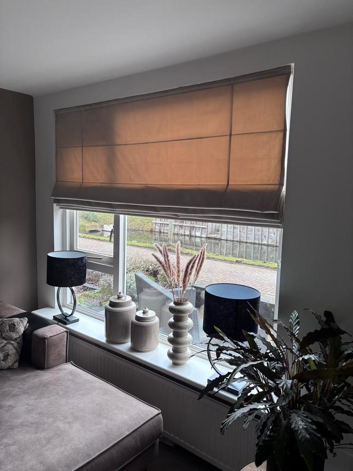 Beige/Crème gevoerd vouwgordijn, Huis en Inrichting, Stoffering | Gordijnen en Lamellen, Zo goed als nieuw, 100 tot 150 cm, Crème