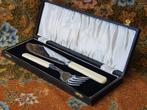 Mooi oud silverplate viscouvert uit Engeland in etui 31,3 cm