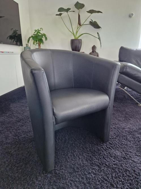 Set van 6 leren eetkamerstoelen, Huis en Inrichting, Stoelen, Zo goed als nieuw, Vijf, Zes of meer stoelen, Leer, Zwart, Ophalen