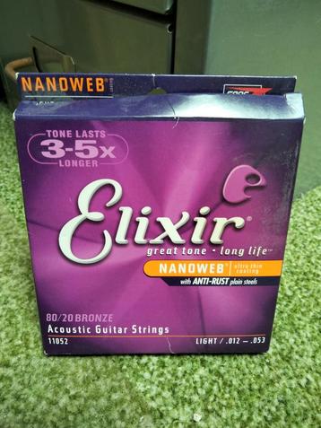 Elixir nanoerb 80/20 bronze acoustic guitar strings beschikbaar voor biedingen