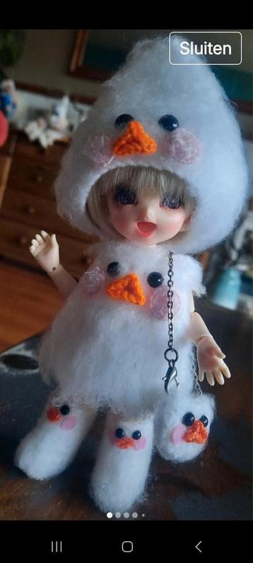 Schattig bjd 1/8 4 dlg angora wol kleding set, nieuw.  beschikbaar voor biedingen