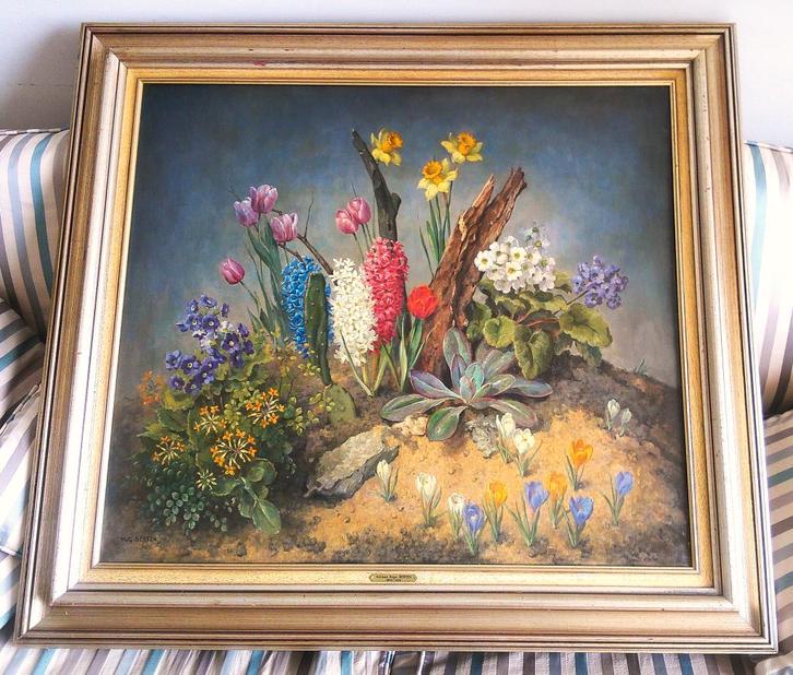 Compositie voorjaarsbloemen ca.1950 - Hugo Berten (1894-1959, Antiek en Kunst, Kunst | Schilderijen | Klassiek, Ophalen