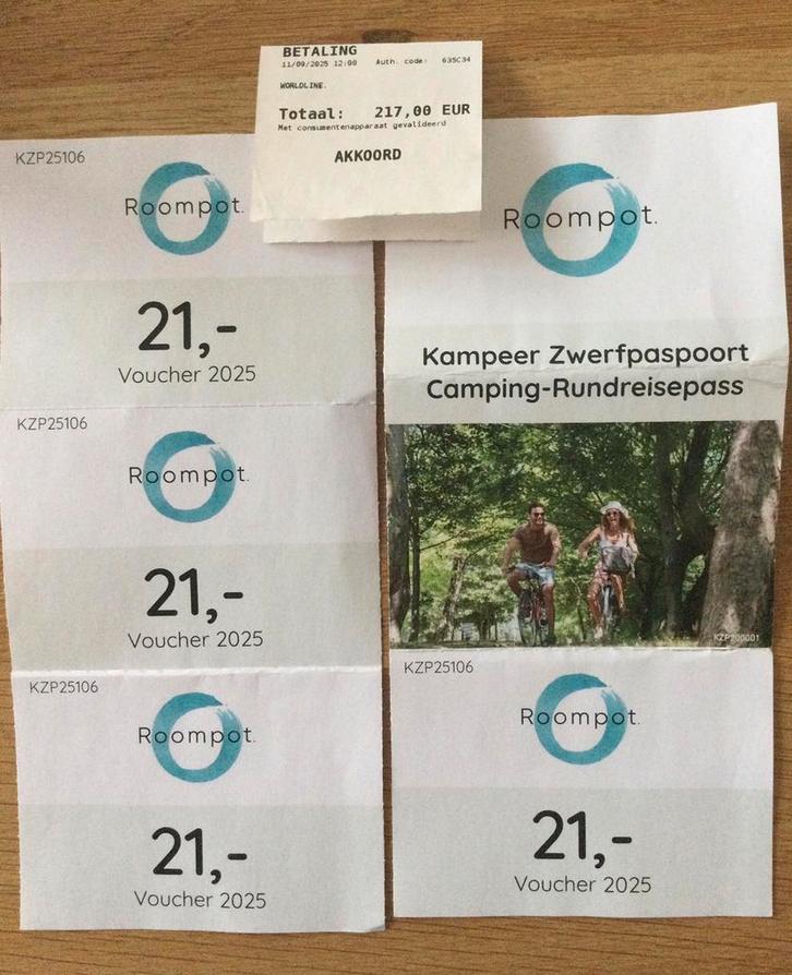 4 x Vouchers kampeer Zwerfpaspoort tot kerstvakantie 2025, Tickets en Kaartjes, Kortingen en Cadeaubonnen, Twee personen, Overige typen