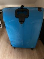 Blauwe Reiskoffer met Wieltjes, Sieraden, Tassen en Uiterlijk, Koffers, Gebruikt, Hard kunststof, 45 tot 55 cm, Uitschuifbare handgreep