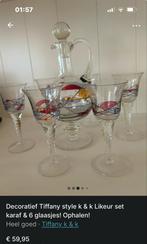Tiffany K & K Likeurset - Gekleurd Glas, Ophalen of Verzenden