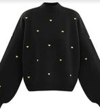 Zwarte trui met gouden hartjes, Zwart, Maat 42/44 (L), Nieuw, Ophalen of Verzenden