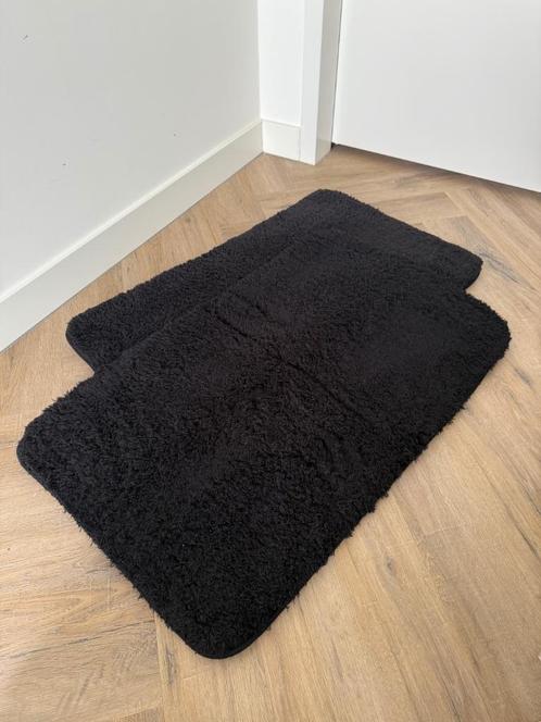 Nieuw 2 zwart teddy vloermat vloerdoek badkamer douche 50x80, Huis en Inrichting, Badkamer | Badtextiel en Accessoires, Nieuw