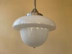 art deco 1930 Lamp Hanglamp Plafondlamp wit glas Frans, Antiek en Kunst, Ophalen of Verzenden