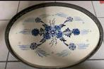 Ovaal dienblad met tinnentand en Delft Blue print:, Ophalen of Verzenden