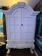 Witte kast barok stijl gardarobe kast, Ophalen, Barok, 100 tot 150 cm, Met hangruimte