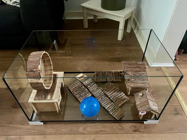 Grote glazen hamsterverblijf van Ferplast, Dieren en Toebehoren, Knaagdieren en Konijnen | Hokken en Kooien, Zo goed als nieuw