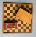 Houten schaak- en dambord met schaakstukken en damstenen, Ophalen of Verzenden, Gebruikt