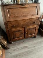 Leuk antiek bureautje donkerbruin, Ophalen, Gebruikt, 100 tot 150 cm, Vintage