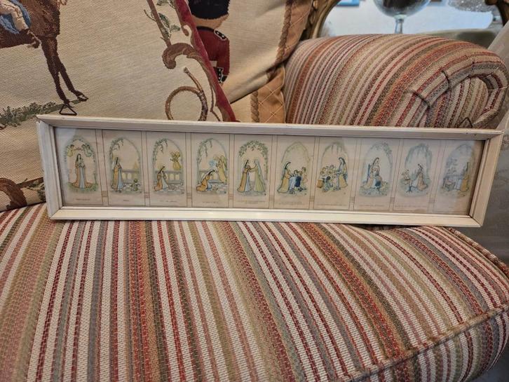 Vintage lijst met religieuze prent afbeeldingen Maria gebed, Antiek en Kunst, Antiek | Religie, Ophalen of Verzenden