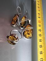 Baltische barnsteen set, Sieraden, Tassen en Uiterlijk, Oorbellen, Ophalen of Verzenden, Zo goed als nieuw, Bruin, Overige materialen